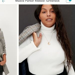 New Anthropologie cream turtleneck w/ slit cuffs